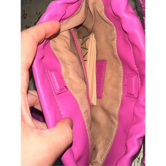 Jules Kae Pink Bree Bucket Bag Purse Faux Leather Drawstring Barbie Coquette New - Picture 7 of 13